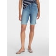 thumbnail image 1 of Time and Tru Women's Mid Rise Denim Bermuda Shorts, 10" Inseam, Sizes 0-22, 1 of 6