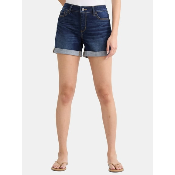 Time and Tru Women's Mid-Rise Denim Short, 4" Inseam, Size 2-20