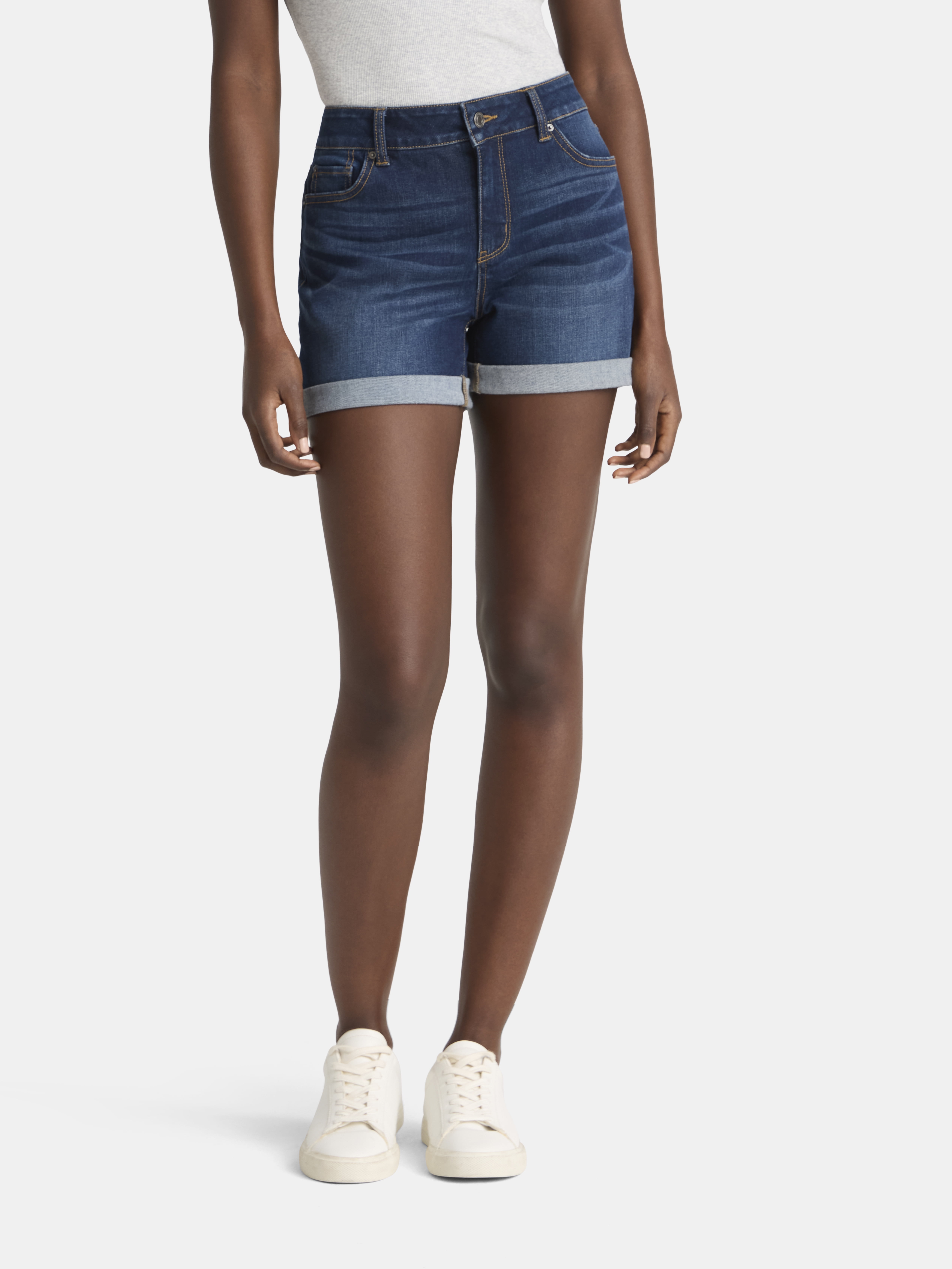 Time and Tru Women's Mid Rise Denim Short, 4" Inseam, sizes 2-20