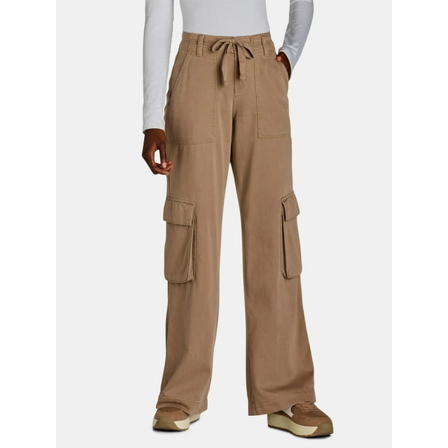 Time and Tru Women's Drawstring Cargo Pants, 29", 31", 33" Inseams, Sizes 2-20