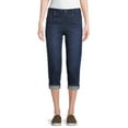 Time and Tru Women's Mid Rise Relaxed Fit 21" Inseam PullOn Denim Capris