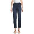 thumbnail image 1 of Time and Tru Women's Mid Rise Relaxed Straight Pull On Jeans, 1 of 5
