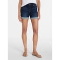 thumbnail image 1 of Time and Tru Women's Mid Rise Roll Cuff Denim Shorts, 4" Inseam, Sizes 0-20, 1 of 6