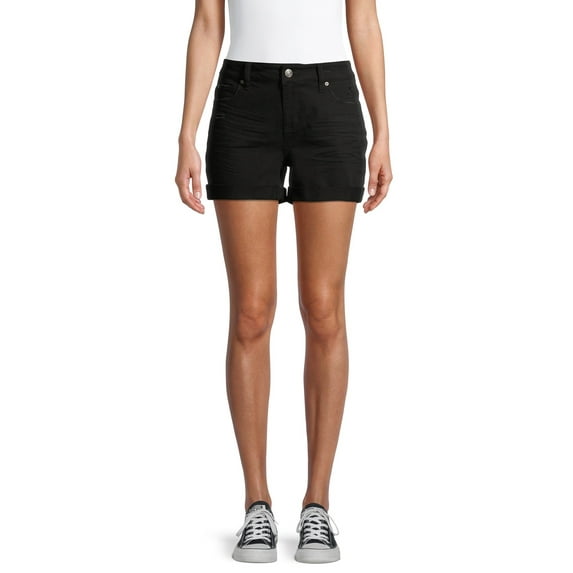 Time and Tru Women's Mid Rise Rolled Cuff 4" Denim Short