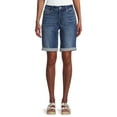 thumbnail image 1 of Time and Tru Women's Mid Rise Rolled Cuff Denim Bermuda Short, 1 of 5