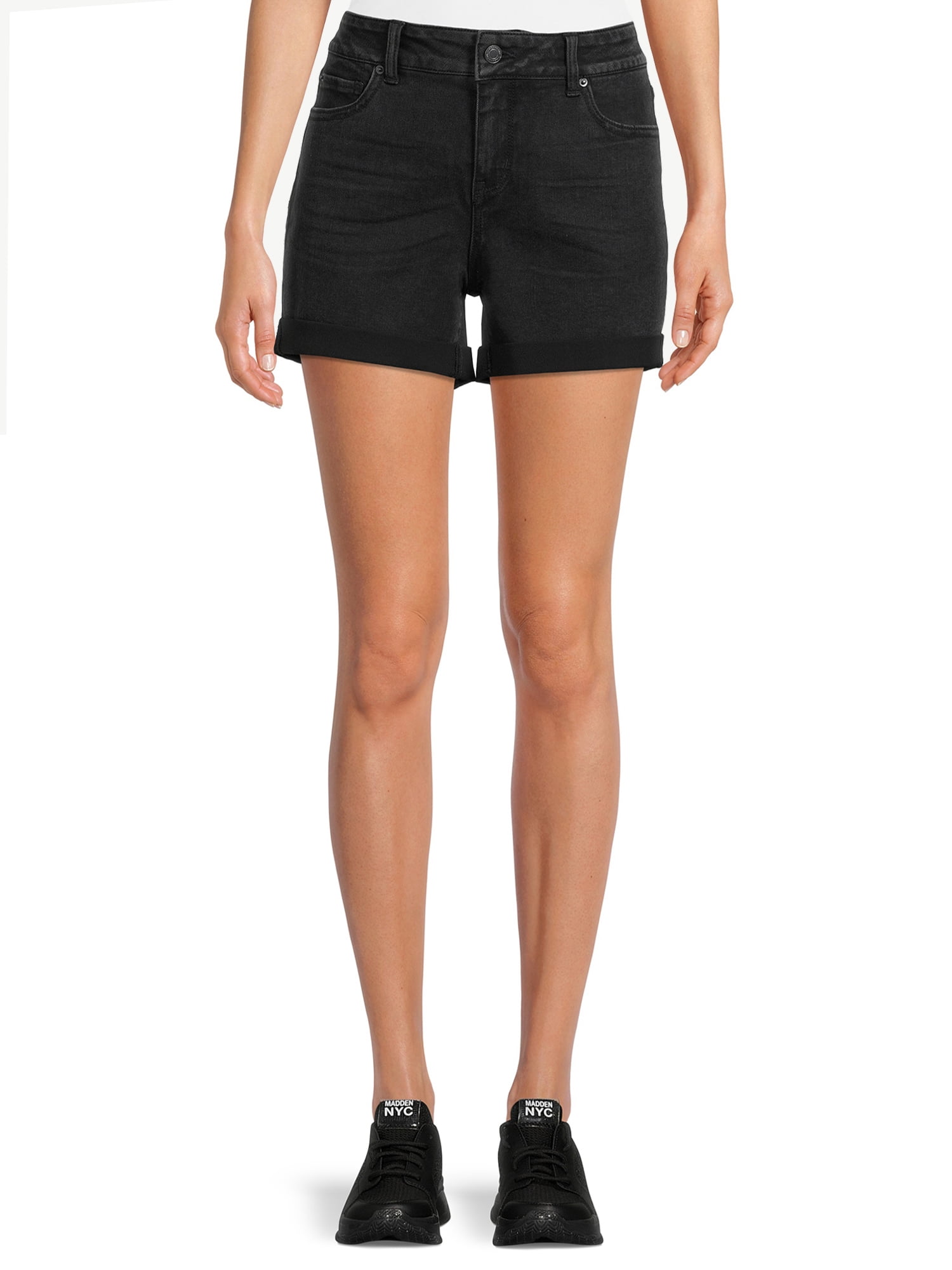 Time and Tru Women's Mid Rise Shorts with Double Roll Cuffs - Walmart.com