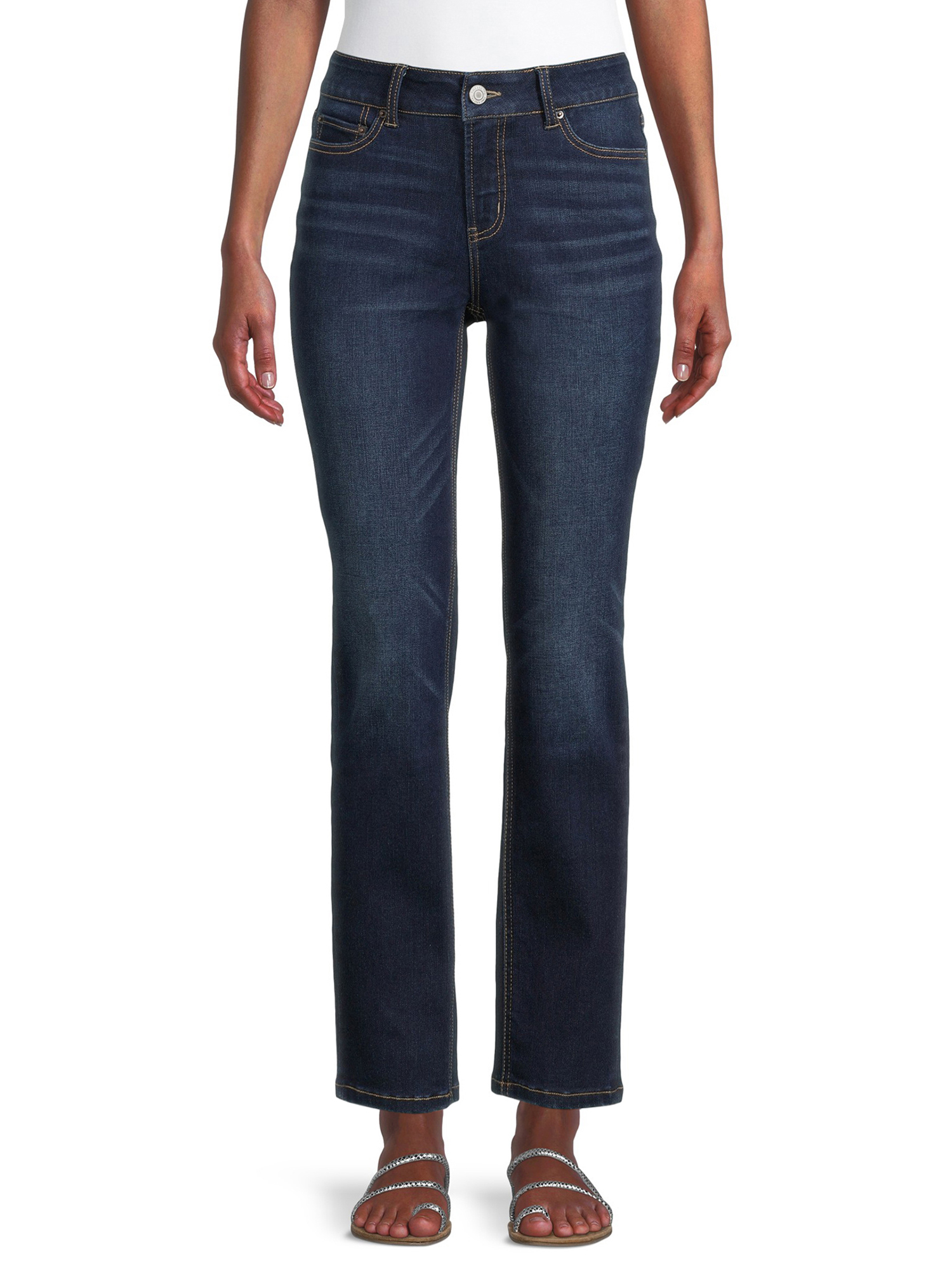 Time and Tru Women’s Mid Rise Straight Jeans, 29" Inseam for Regular, Sizes 2-18 - image 1 of 6