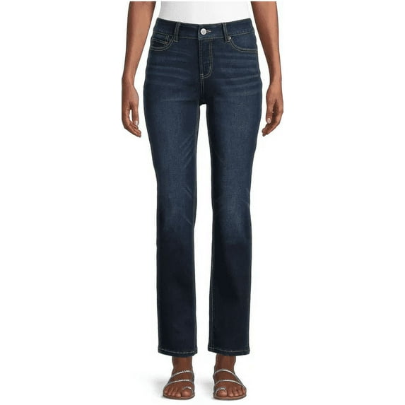 Time and Tru Women’s Mid Rise Straight Jeans, 29" Inseam for Regular, Sizes 2-18