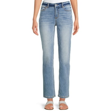 Time and Tru Women’s Mid Rise Straight Jeans, 29" Inseam for Regular, Sizes 2-18
