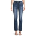 thumbnail image 1 of Time and Tru Women’s Mid Rise Straight Jeans, 29" Inseam for Regular, Sizes 2-18, 1 of 6