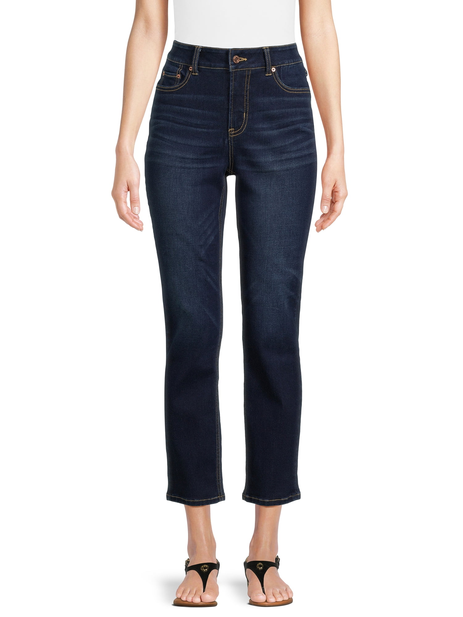 Time and Tru Women's Mid Rise Straight Leg Jeans, 29" Inseam