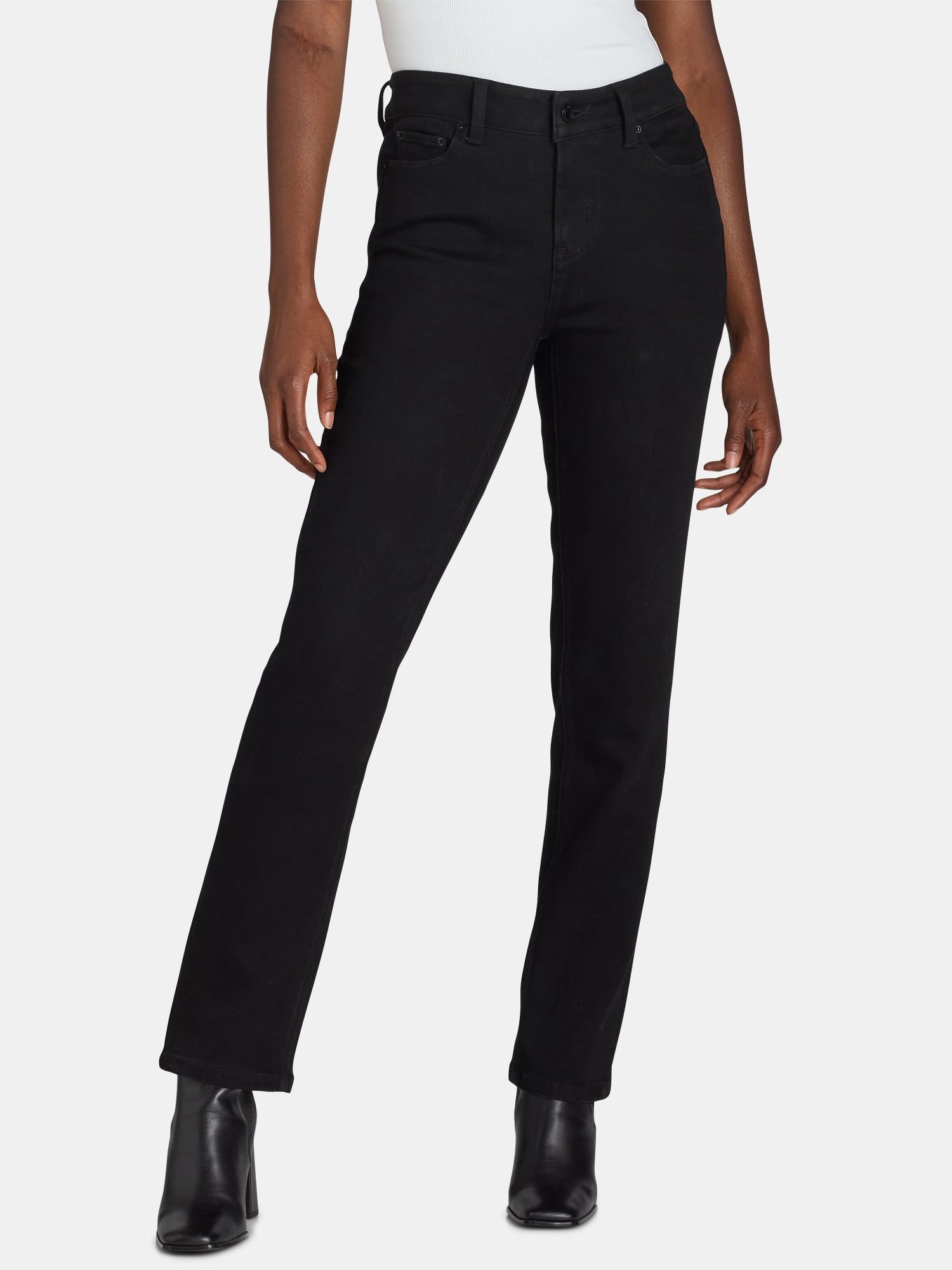 Time and Tru Women’s Mid Rise Straight Leg Jeans, Sizes 0-22, Regular & Short Inseams
