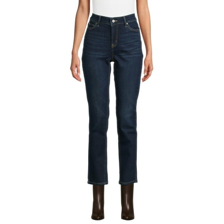 Time and Tru Women’s Mid Rise Straight Leg Jeans, 30" and 28" Inseams, Sizes 0-22
