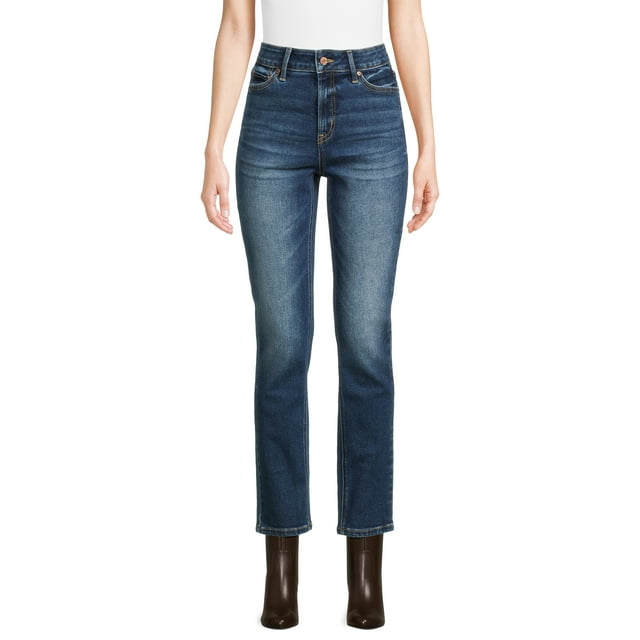 Time and Tru Women’s Mid Rise Straight Leg Jeans, 30" and 28" Inseams, Sizes 0-22