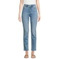 thumbnail image 1 of Time and Tru Women’s Mid Rise Straight Leg Jeans, 30" and 28" Inseams, Sizes 0-22, 1 of 6