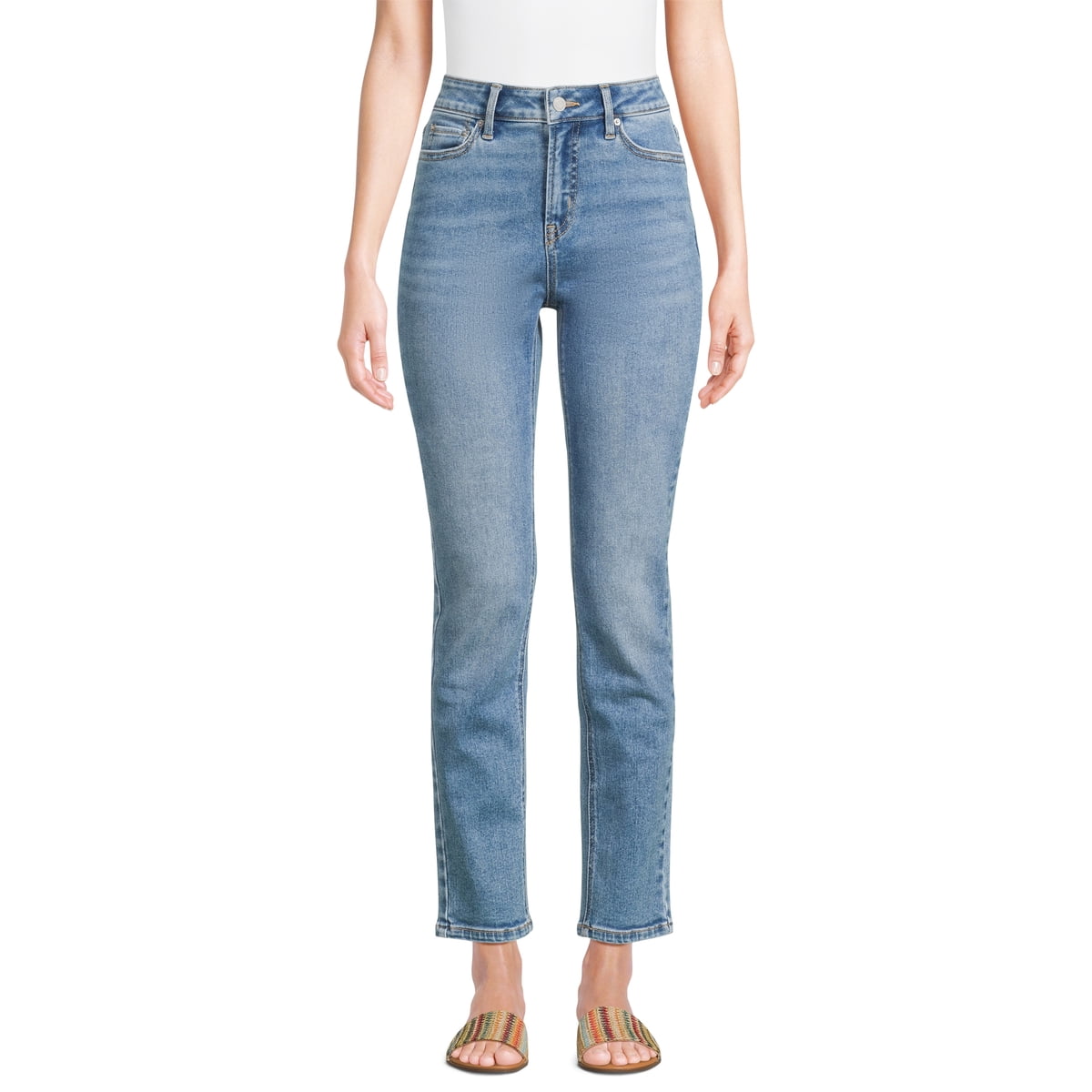 Women’s Mid Rise Straight Leg Jeans, Sizes 0-22, Regular & Short Inseams