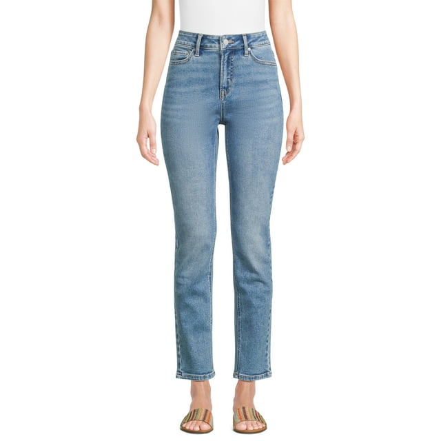 Time and Tru Women’s Mid Rise Straight Leg Jeans, 30" and 28" Inseams, Sizes 0-22
