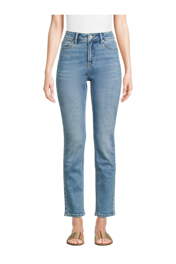 Women’s Mid Rise Straight Leg Jeans, Sizes 0-22, Regular & Short Inseams