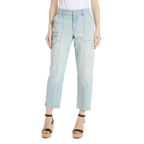 Time and Tru Women's Mid Rise Straight Utility Pants, 27" Inseam, Sizes 2-20