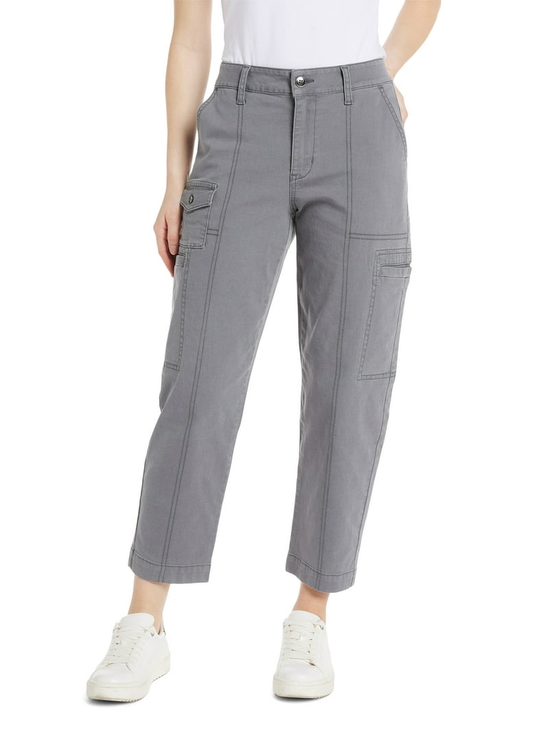 Time and Tru Women's Mid Rise Straight Utility Pants, 27