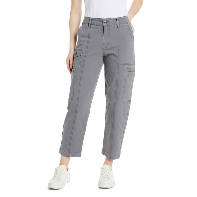 Time and Tru Women's Mid Rise Straight Utility Pants, 27" Inseam, Sizes