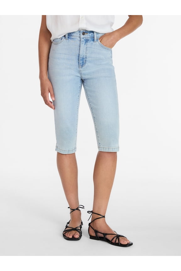 Women's Mid Rise Stretch Denim Capri Pants, 16.5" Inseam, Sizes 0-20