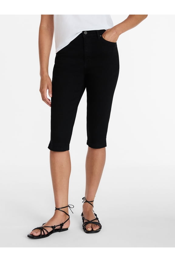 Women's Mid Rise Stretch Denim Capri Pants, 16.5" Inseam, Sizes 0-20