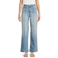 Time and Tru Women's Mid Rise Wide Leg Jeans, 31" Inseam for Regular