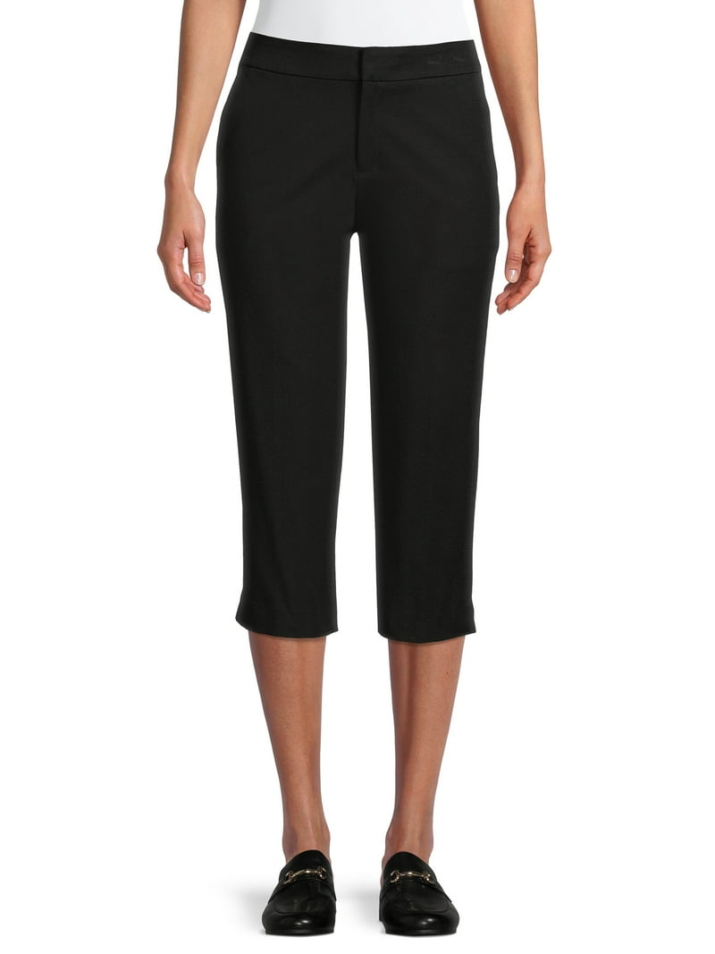 Time and Tru Women's Stretch Mid Rise Lightweight Capri Pants