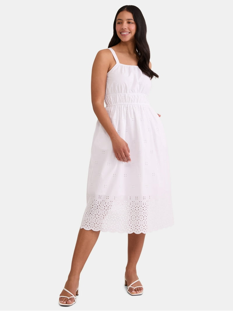 Time and Tru Women's Midi Eyelet Dress, Sizes XS-XXXL - Main Image