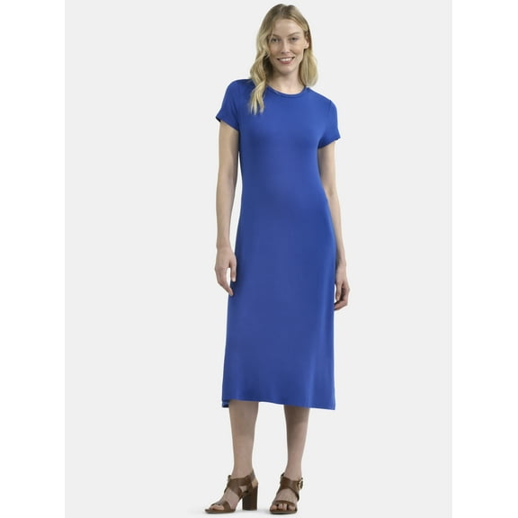 Time and Tru Women's Midi Knit Dress, Sizes XS-XXXL