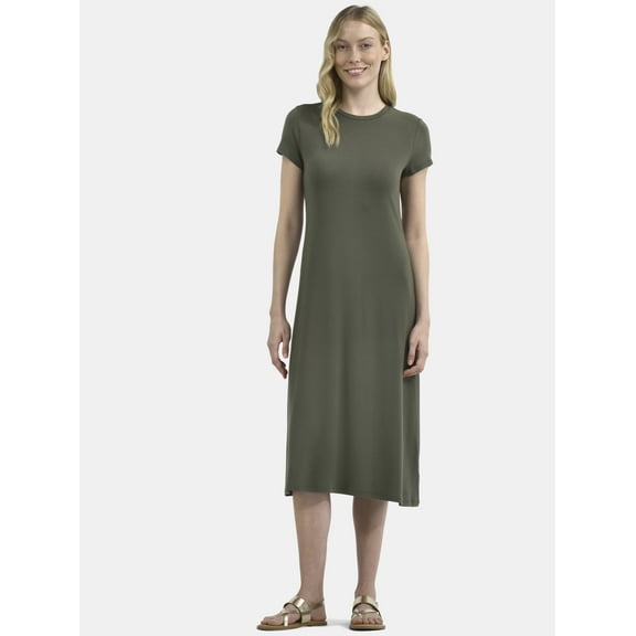 Time and Tru Women's Midi Knit Dress, Sizes XS-XXXL