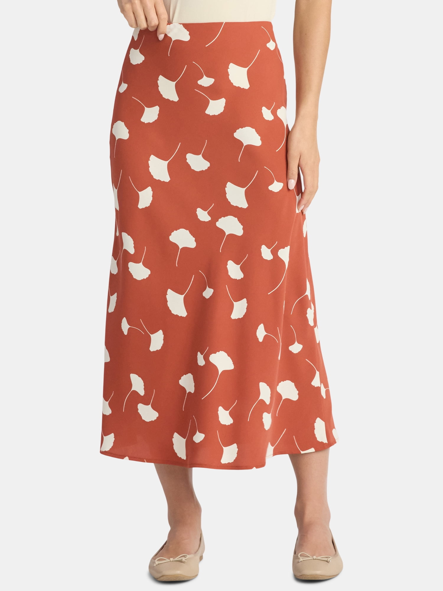 Time and Tru Women's Midi Pull On Slip Skirt, Sizes XS-XXXL