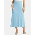 thumbnail image 1 of Time and Tru Women's Midi Pull On Slip Skirt, Sizes XS-XXXL, 1 of 5