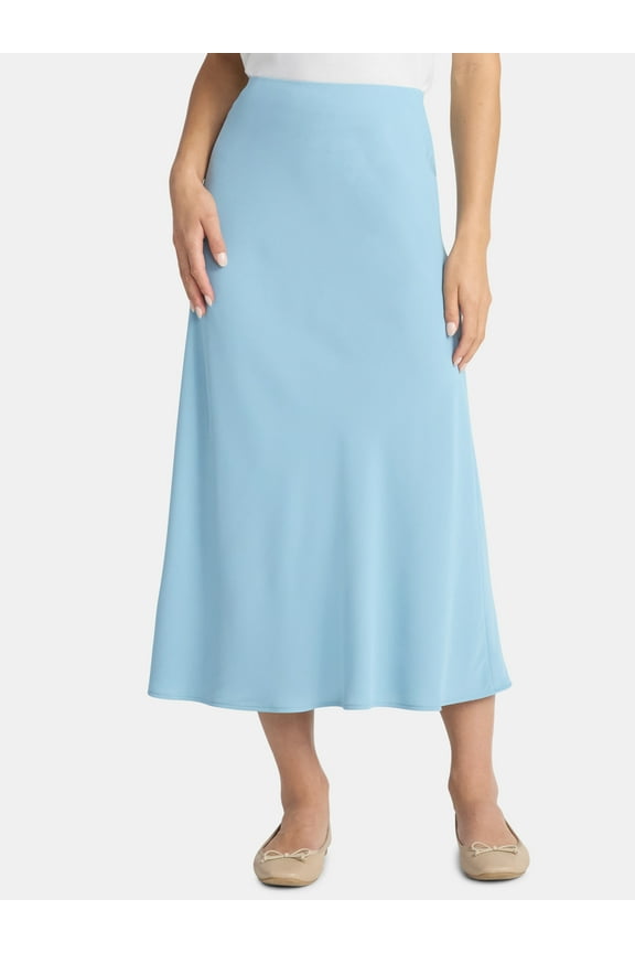 Women's Midi Pull On Slip Skirt, Sizes XS-XXXL