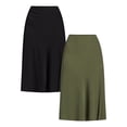 thumbnail image 1 of Time and Tru Women's Midi Slip Skirt, 2 Pack, Sizes XS-XXXL, 1 of 7