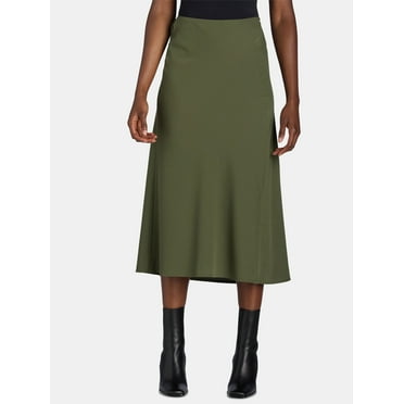 Time and Tru Women's Midi Slip Skirt, Sizes XS-XXXL