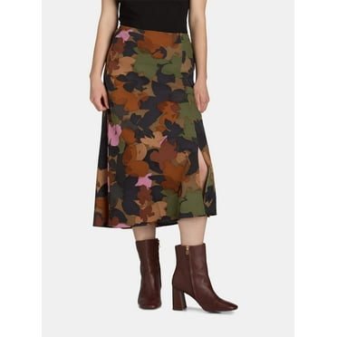 Time and Tru Women's Midi Slip Skirt, Sizes XS-XXXL