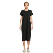 Time and Tru Women's Midi T-Shirt Dress with Short Sleeves, Sizes XS-3XL
