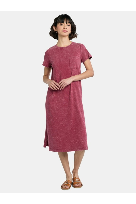 Women's Midi T-Shirt Dress with Short Sleeves, Sizes XS-XXXL
