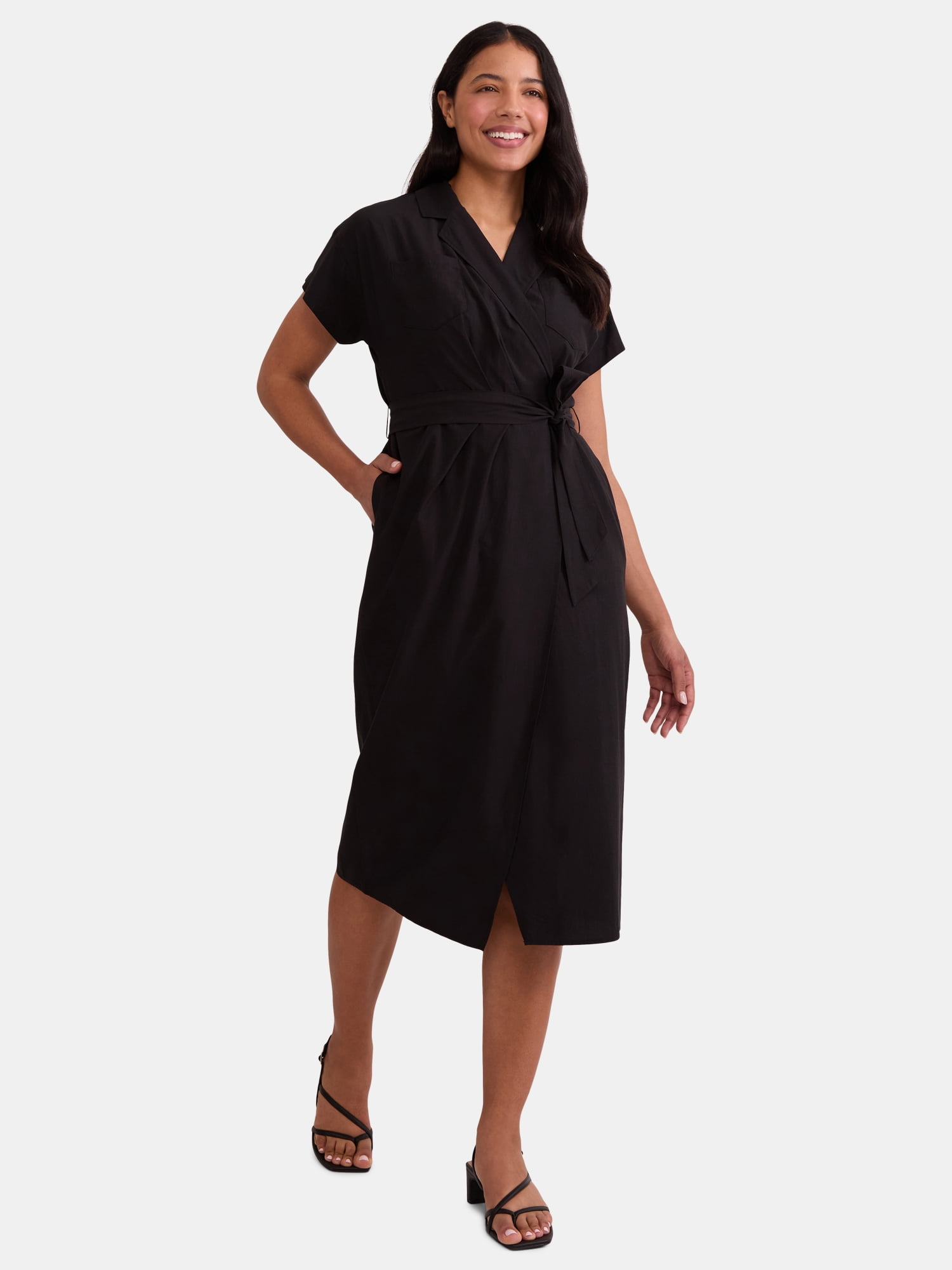 Time and Tru Women's and Women's Plus Wrap Shirt Dress, Sizes XS-4X -  Walmart.com