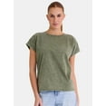 thumbnail image 1 of Time and Tru Women's Mineral Washed Dolman Tee with Rolled Cuffs, XS-XXXL, 1 of 5