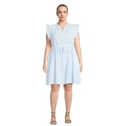 Time and Tru Women's Mini Dress with Flutter Sleeves, Sizes XS-4X