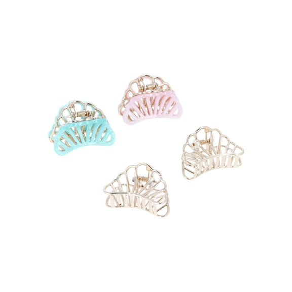 Time and Tru Women’s Mini Shell Hair Claws, 4-Piece, Gold/Multi