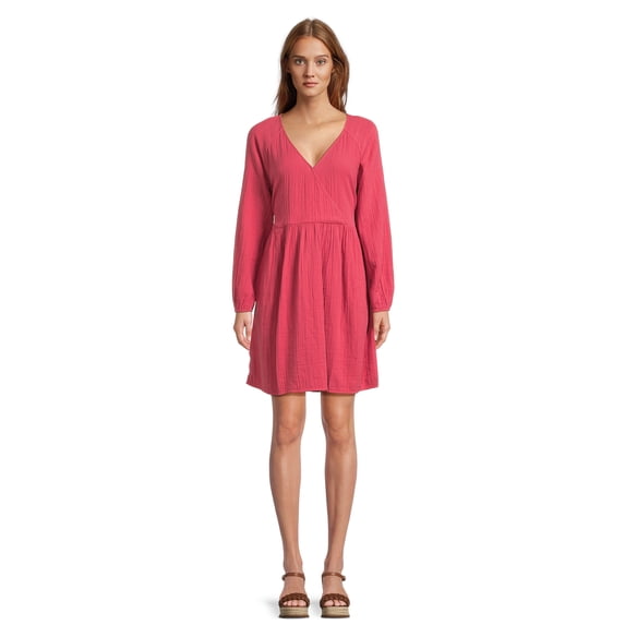 Time and Tru Women’s Mini Wrap Dress, Sizes XS-XXXL