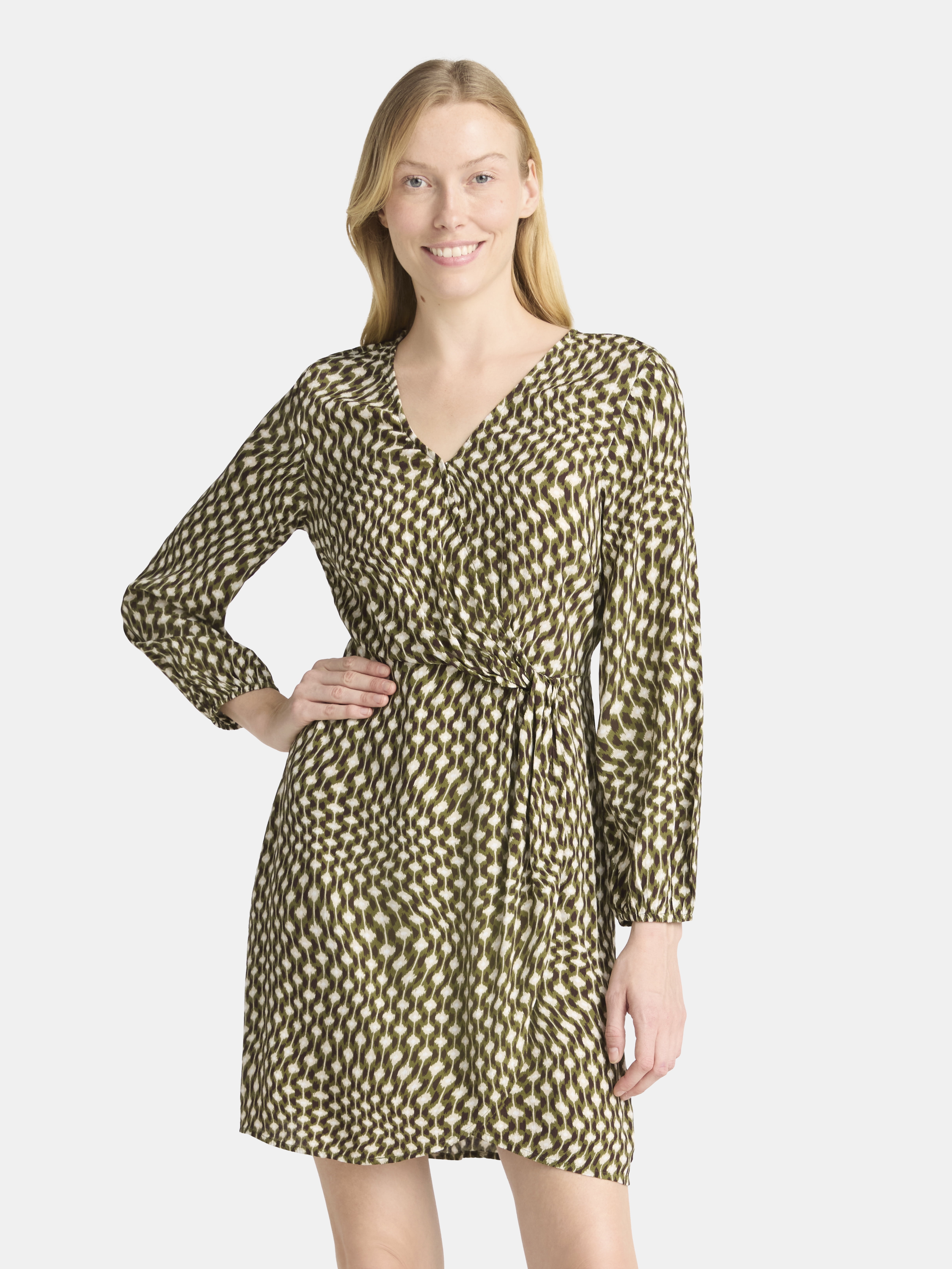Time and Tru Women's Wrap Mini Dress, Sizes XS-XXXL