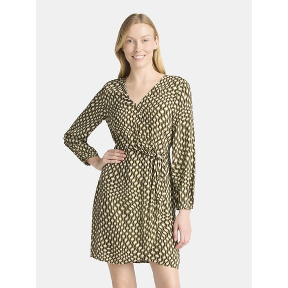 Time and Tru Women's Wrap Mini Dress, Sizes XS-XXXL