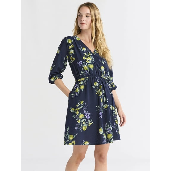 Time and Tru Women's Mini Wrap Dress, Sizes XS-XXXL