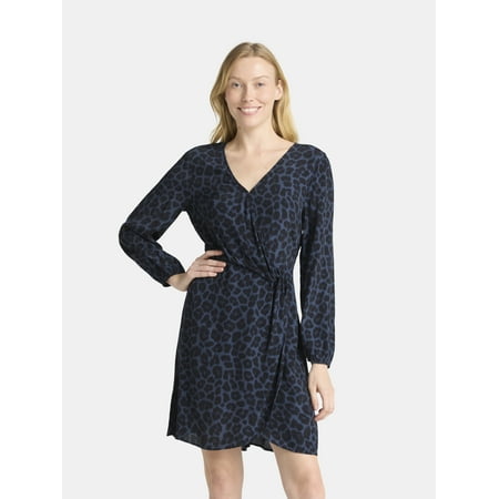 Time and Tru Women's Wrap Mini Dress, Sizes XS-XXXL
