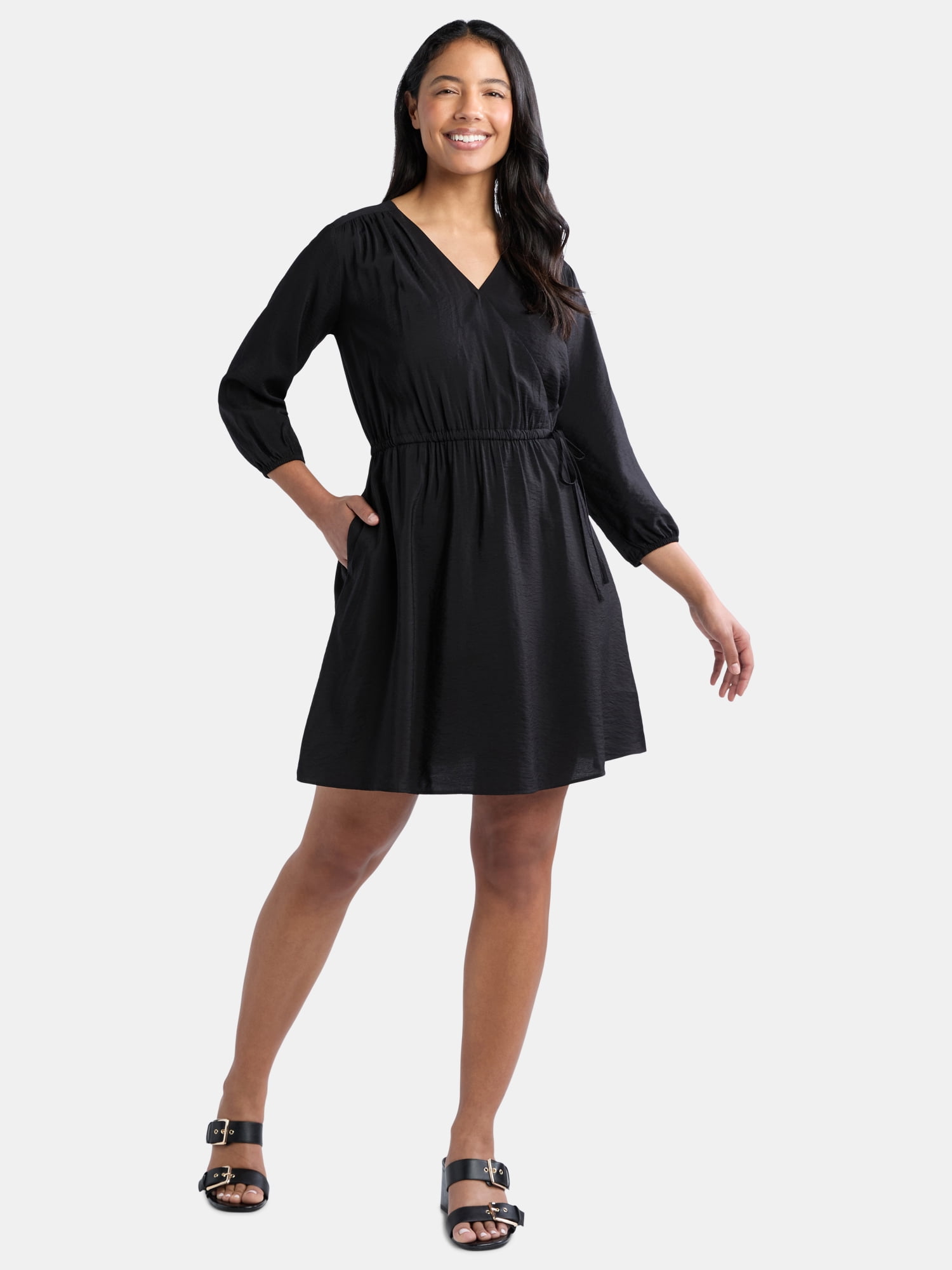 Time and Tru Women's Mini Wrap Dress, Sizes XS-XXXL - Walmart.com